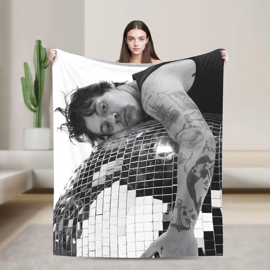 Kiss All The Time Album Blanket Fleece Harrys Music Styles Warm Throw Blankets for Airplane Travel Bedspread