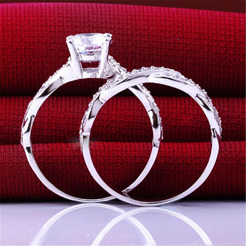 Fashion 1 Pair Engagement Diamond Fashion Jewelry Rings Size 5-12 Couple Gemstone Personality Double Layer Wedding