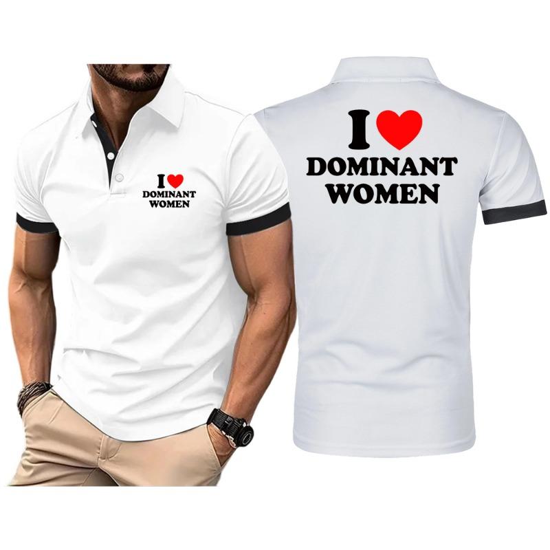 I Love Dominant Women Graphic Men's Polo Shirt Print Sporty Style Collared Golf Shirt For Summer T shirt
