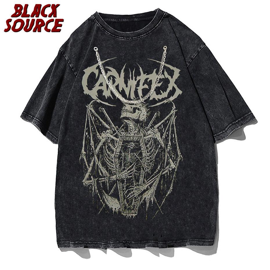 Summer Goth T Shirt for Men Aesthetic Loose Unisex Tshirt Punk Dark Grunge Streetwear Gothic Top Harajuku Cotton Mens Clothing