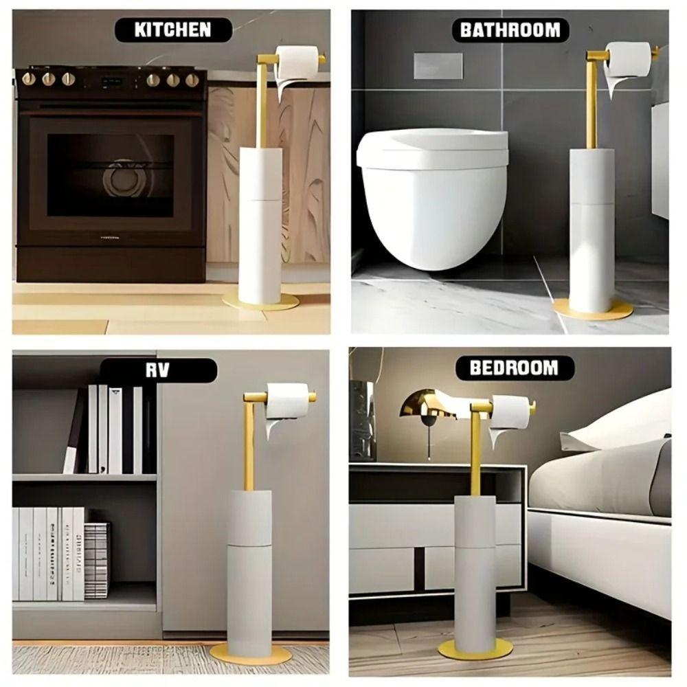 Single Pole Freestanding Toilet Paper Holder Floor Standing Paper Dispenser  Bathroom Use