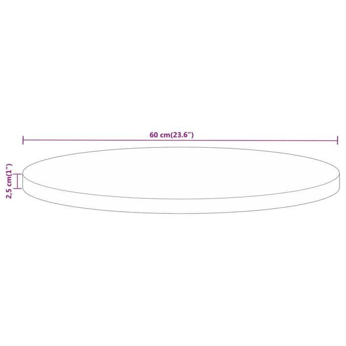 VidaXL Dessus de Table, Dessus de Table de Remplacement, Dessus de Rechange Salle à Manger, Ø 60x2,5 cm Rond Bois Massif de 370038