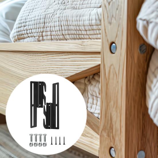 2/4Pcs Bed Frame Conversion Bracket with Hardware Bolt-On to Hook-On Headboard Adapter Bracket Bed Rail Hook Plate Adapter Headboard Attachment Kit