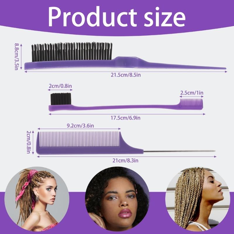 3 Stück Vielseitige Haarstyling-Werkzeuge Toupierbürste Spitzkamm Set Friseur Flecht-Kit