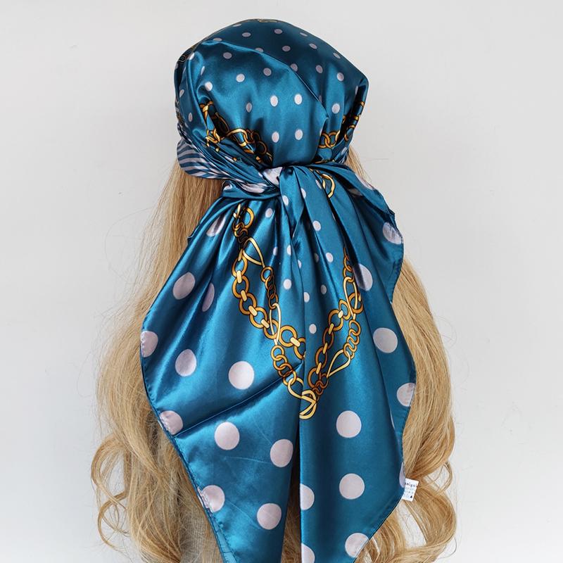 90*90cm Silk Scarf Scarftop Headwraps For Woman Fashion Four Seasons Hair Accessories Hijab Foulard Bandana Femme Headscarf