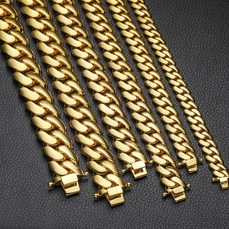 22mm Iced Out Cuban Link Chain Necklace 18K Gold Plated Solid Copper Miami Hip Hop Jewelry With Certificate