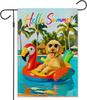 Balgardekor Hello Summer Golden Retriever Dog Garden Ag Double Sided Seasonal Oral Yard Ourdoor Decoration 12x18 Inch Ou