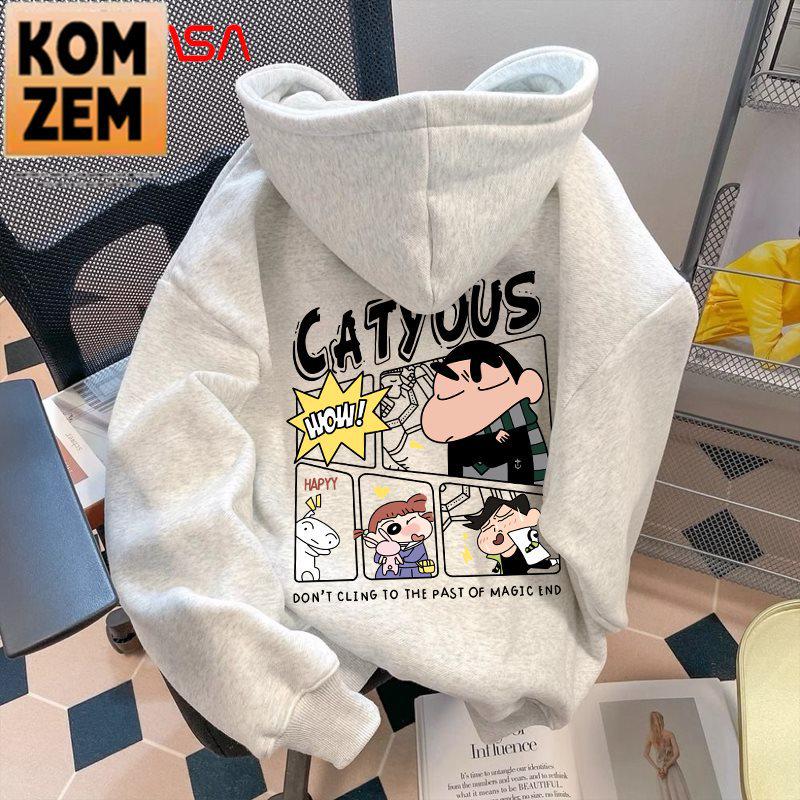 

Unisex Crayon Shin-chan Fleece Hoodie: Trendy, Loose, Casual Outerwear for Autumn/Winter M