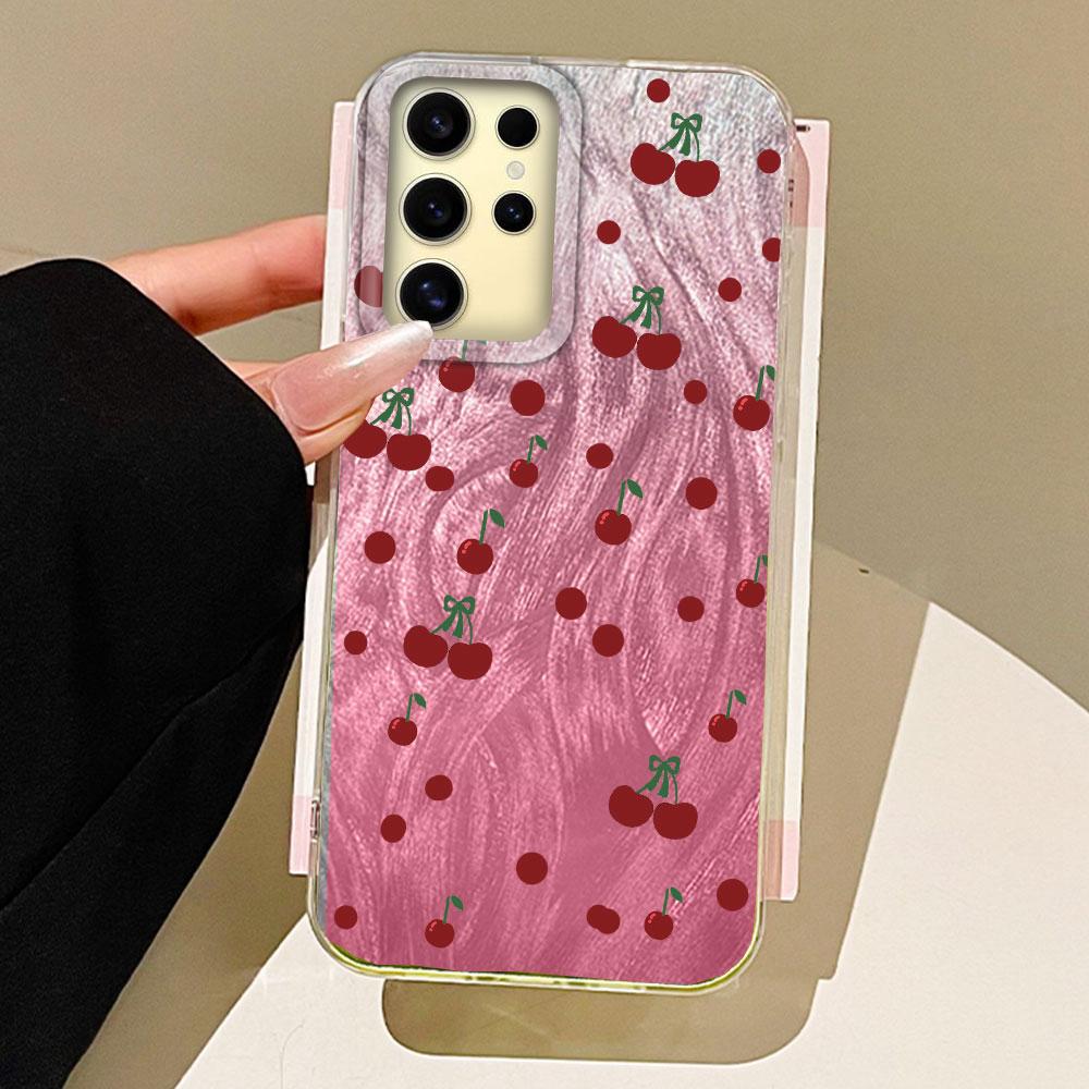 Summer Sweet Red Circular Dot Cherry Phone Case for Samsung Galaxy S25 S24 S23 S22 S21 FE Plus Ultra Shell Silicone Back Cover