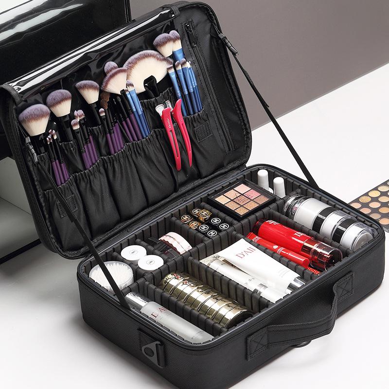 Professional Large Capacity Makeup & Nail Art Storage Box with Handheld Compartments