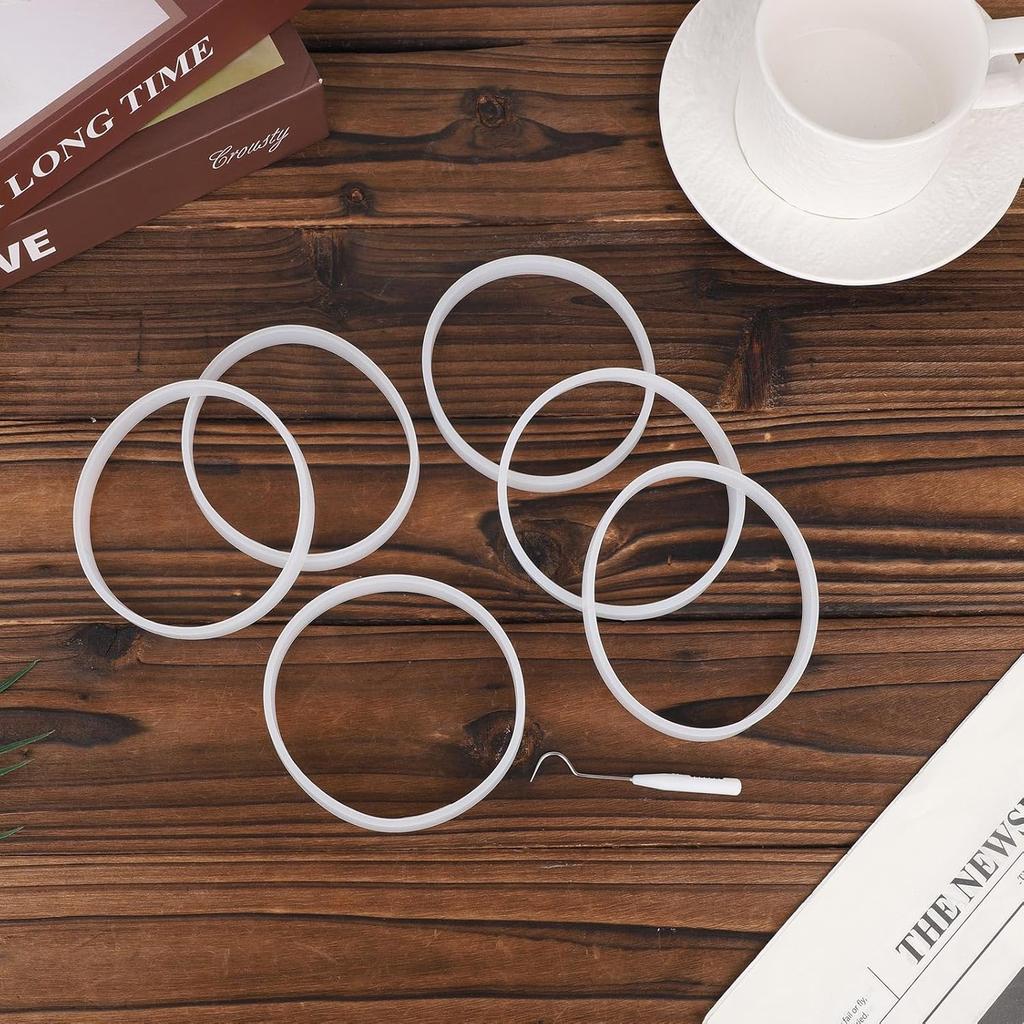 6pcs 3.94 Inch Rubber Sealing Ring Gaskets + 1 Hook for Nutri Ninja Blender, Silicone O-Ring Replacement for Ninja Auto-iQ Pro Extractor CT680