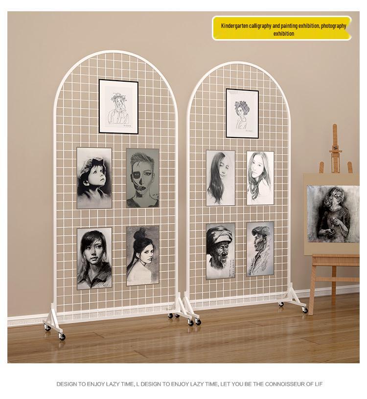 Iron Mesh Floor-Standing Display Rack with Jewelry Hooks