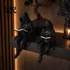 Hooded Figurine Gothic Dark Fantasy Reading Figurine, Mystery Figure Sculpture, Decor Statue Resin Sitting Grim Reaper for Bookshelf, Desk Home