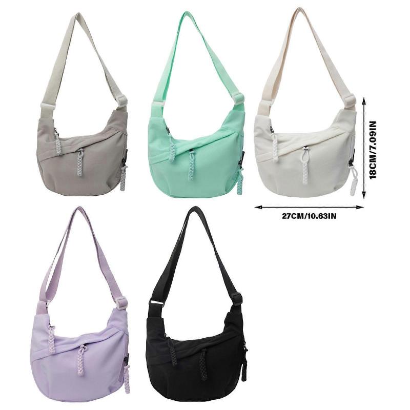 Solid Color Canvas Shoulder Bag Ample Space for Study Essential Fashion College Student Large Crossbody Bag for Women  Purple