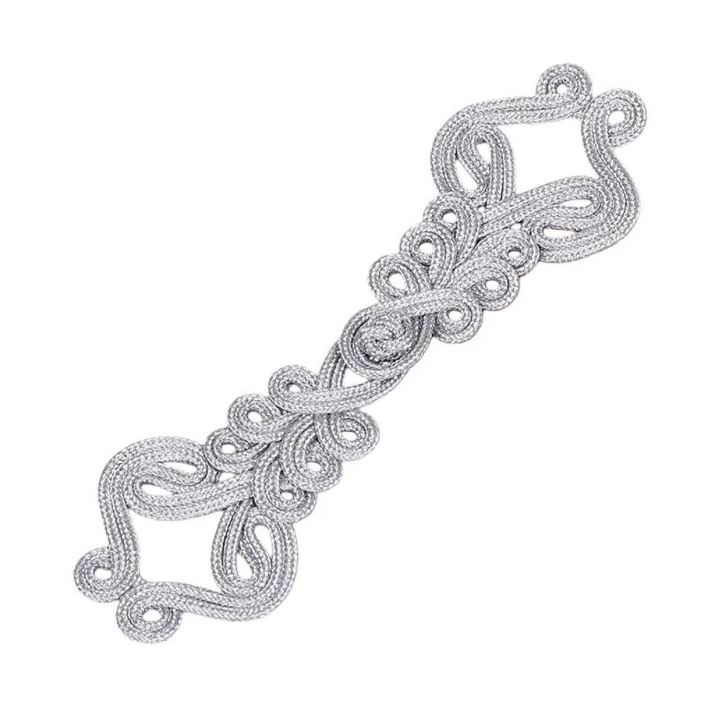 Golden Silk Chinese Frog Buttons Fastener Type Knot Style Flower Fastener Button Handmade Chinese Knot Buttons DIY Craft серебряный