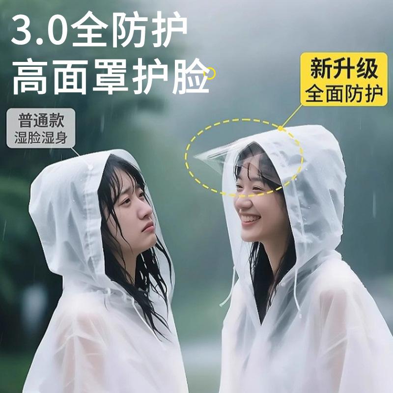 Adult Non-disposable Long Raincoat Outdoor Travel Hiking Thickened Full Body Rainstorm Protection Poncho with Brim