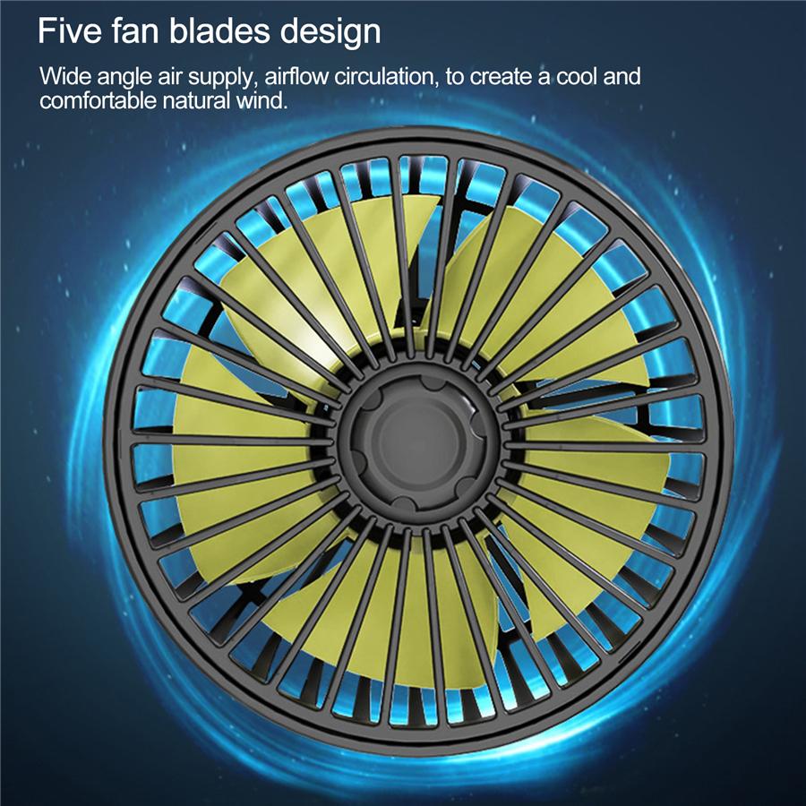 360 Degree Rotation Dual Head Vehicle Car Cooling Fan 12V Real-time Temperature