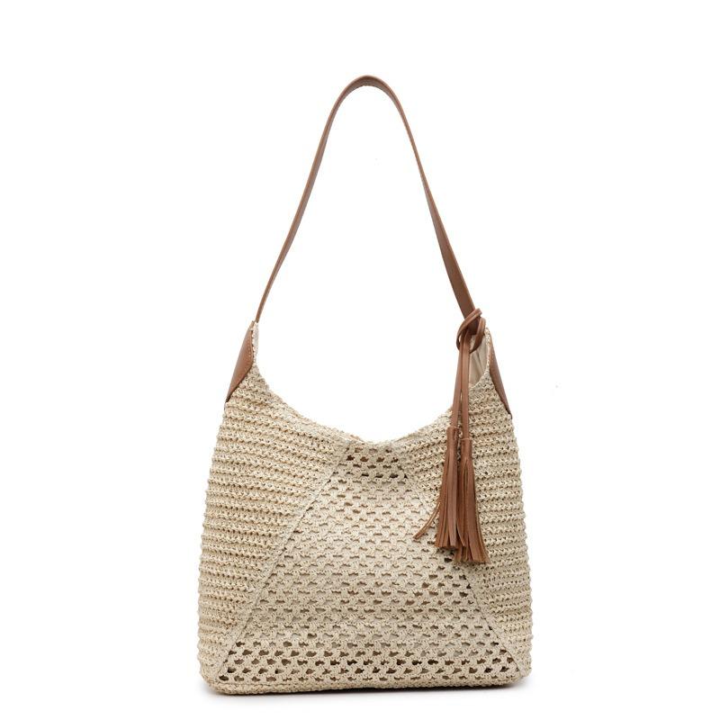 Holiday beach bag women's summer new large-capacity tote bag simple and versatile shoulder woven bag