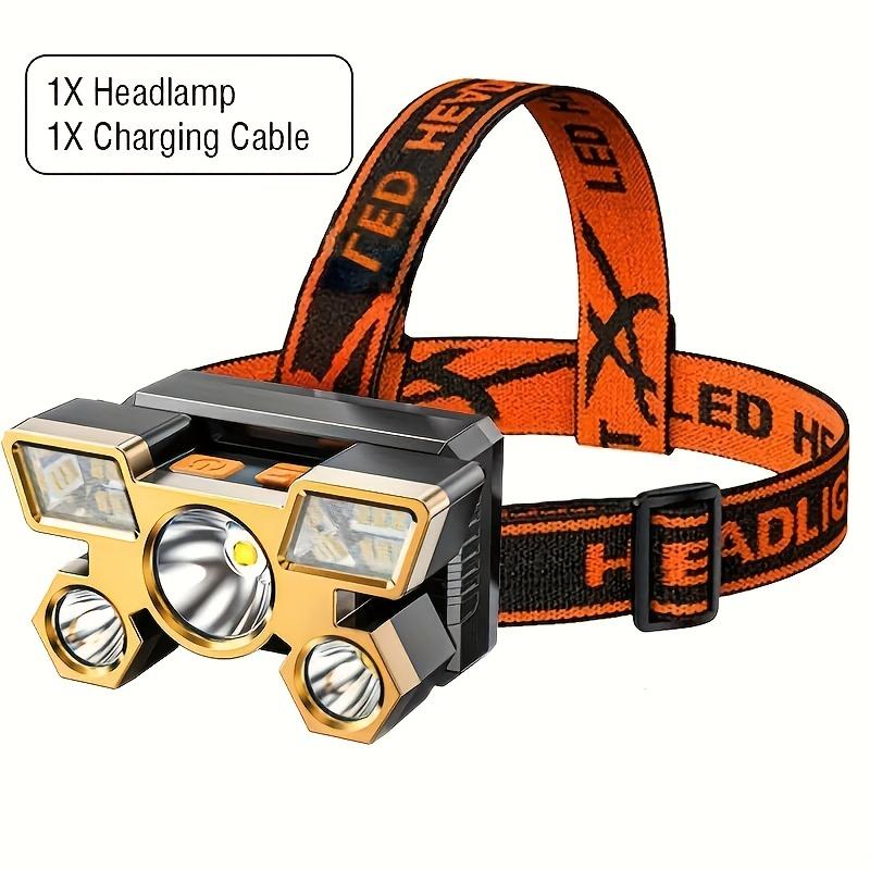Strong Light Headlamp Led Five Head Aircraft Light Usb Rechargeable Head Mounted Small Flashlight Outdoor Mining Headlamp