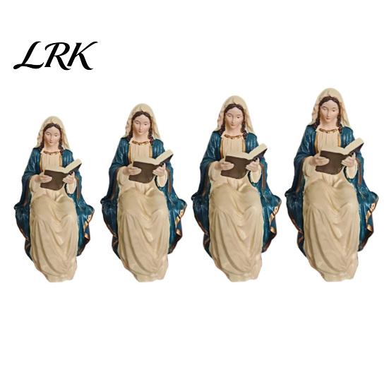 Christelijke Huisdecoratie Jezus en Maagd Maria Lezen Boekenplank Beeldjes, Religieuze Zittende Beelden, Cadeau voor Pastor Kerkleden Hars Plank