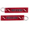 Stylish Polyester Diving Sign Keychain Waterproof Embroidered Dive Flag Key Ring Handmade Beach Vacation Accessory
