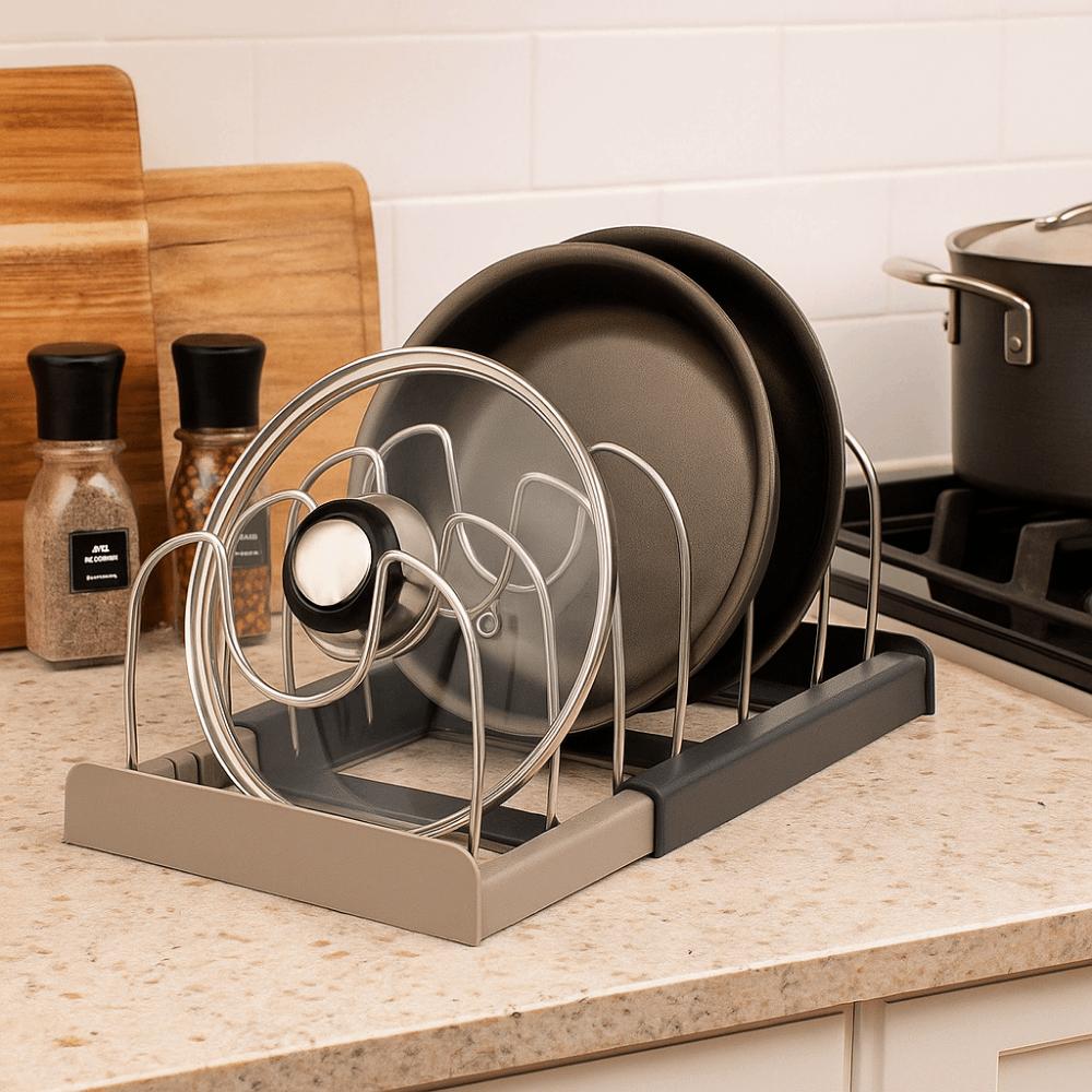 Expandable Pot Lid Holder Stainless Steel Cookware Dish Rack Kitchenware Storage Rack  Kitchen