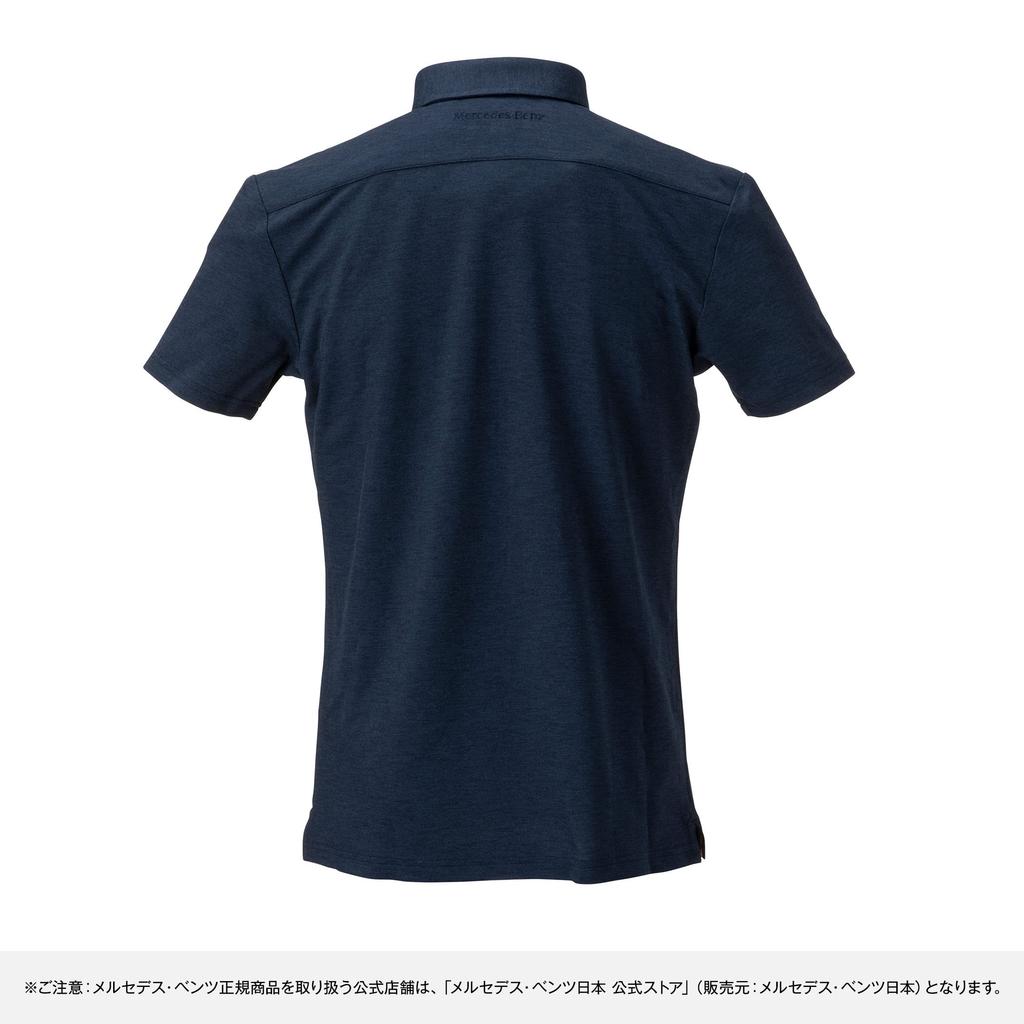 [Mercedes-Benz Collection] Genuine Mercedes-Benz X BRIEFING MS Linen-Touch Short-Sleeve Polo Shirt, Navy, Size S