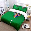 3Pcs Billiards Pool Bedding Set, 8-Ball Game Print Duvet Cover Set, Green Table With Cue And Balls Pattern For Game Room Decor