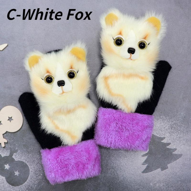 Mote Vinter Varme Hansker Kvinner Dyremønster Hanske Varme Plysj Strikket Hanske Mote Søte Hansker for Kvinner