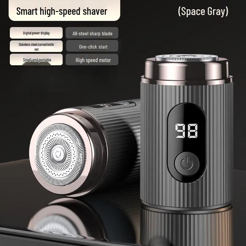 Rechargeable Portable Mini Shaver with LED Display - Steel Cannon Beard Trimmer