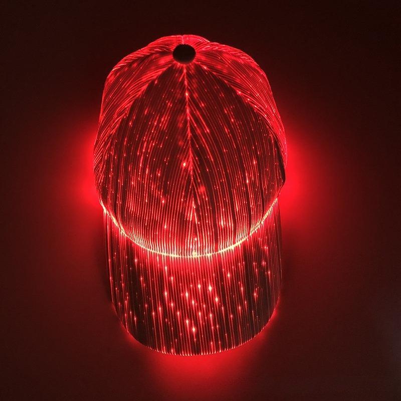 Boné de Pato com Fibra Óptica LED Fashion Não Tóxico Boné de Basebol Brilhante Boné Hip-Hop Brilhante Para Bar Festas de Salto Adereços para Gravação de Vídeo