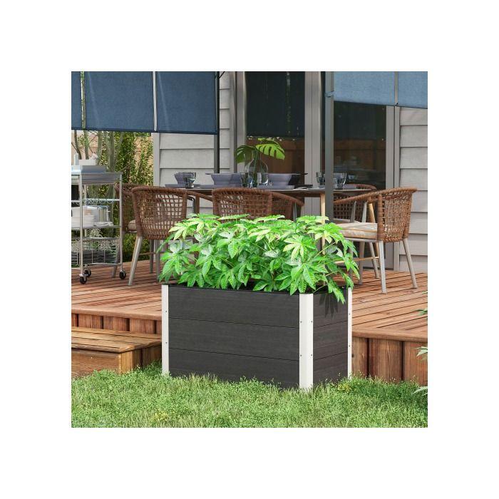 Plant Trough - MUVOE - Raised In WPC and Aluminum - Grey - 100x50x50cm - Weather-resistant