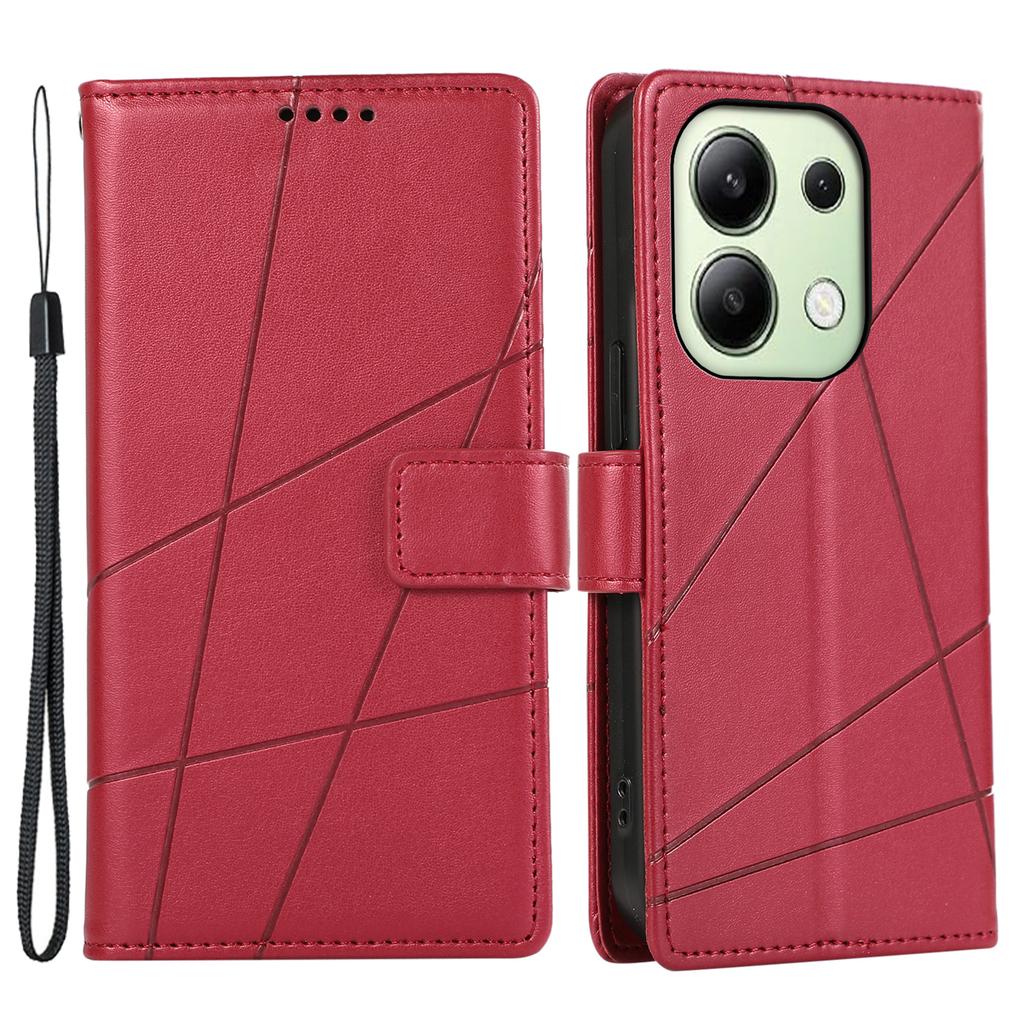 DF-06 For Xiaomi Redmi Note 13 4G Leather Case Line Imprinted Folio Cover