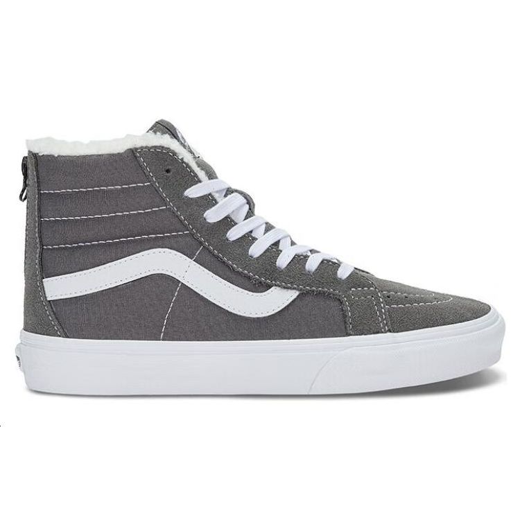 Vans Sk8 Fleece Trendy High-Top Skate Shoes Unisex Sneakers Gray White VN0A5KRCO6O