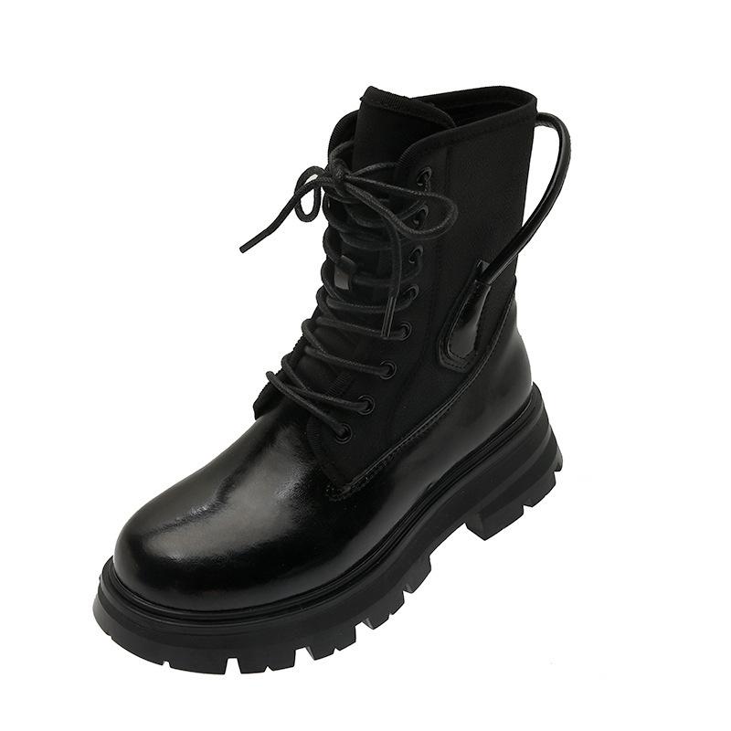 

Женские кожаные ботинки на платформе, модные ботильоны, уличные повседневные прогулочные ботинки, женские ботинки 40 чёрный