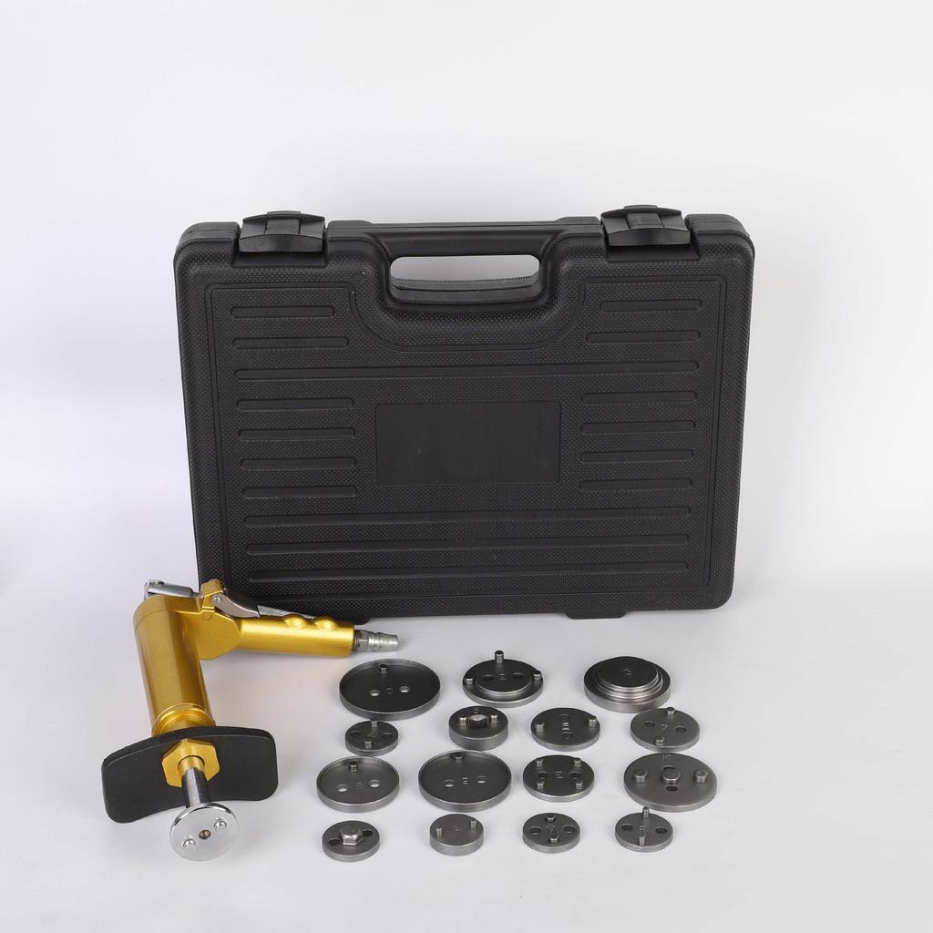 Pneumatic Brake Caliper Piston Rewind Tool Kit with 16 Adapters, Air Powered Brake Pad Replacement Reset Tool for Auto Repair