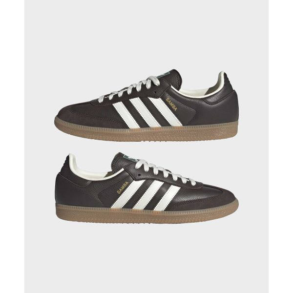 adidas Samba OG Castanho Escuro Off White Goma Tênis Unissex JR0891