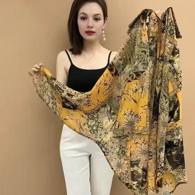 Yousheng Women Shirt Lapel 3/4 Sleeve Sunscreen Shirt Printing Sun Protection Thin Mid-length Shirt Loose Fit Tops Daily Wear