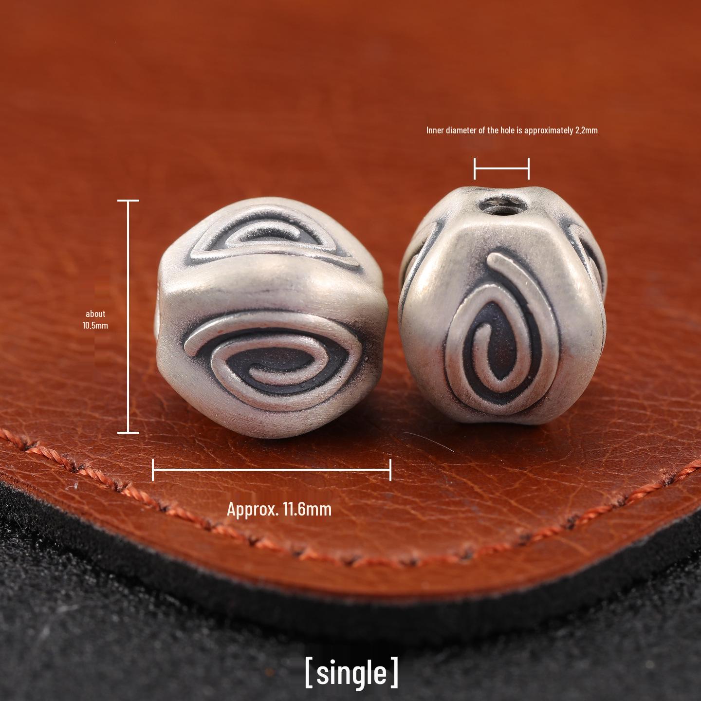Retro Sterling Silver S999 Eye Pattern Spacer Beads for DIY Red String Bracelet
