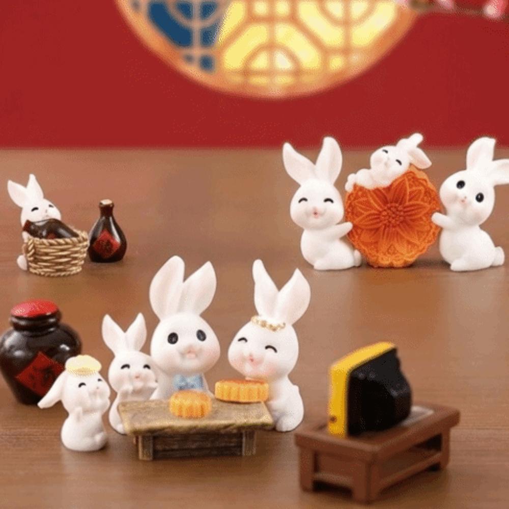 Resin Mini Ornaments Mooncake Mid-Autumn Festival Desk Figurines Cute Micro Landscape Decor DIY