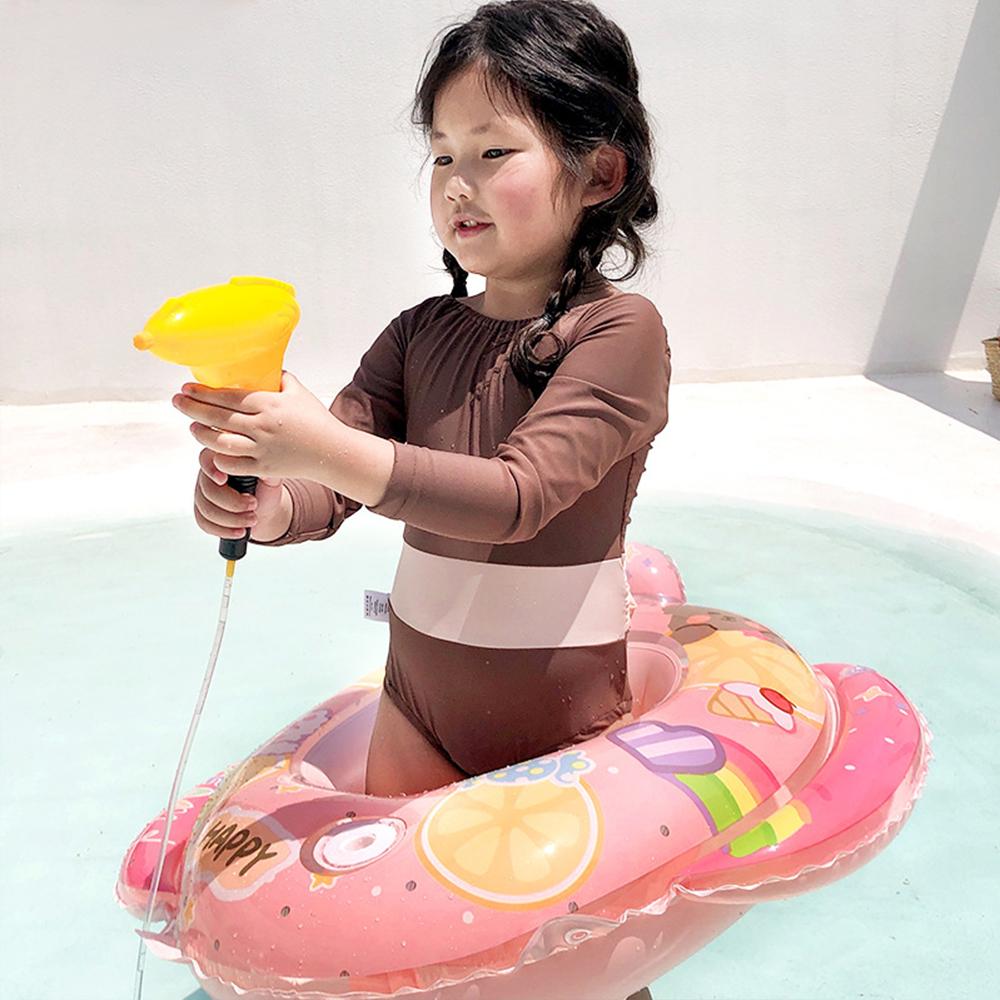 Baby learns to swim inflatable seat with handle and interactive swimming ring with water gun