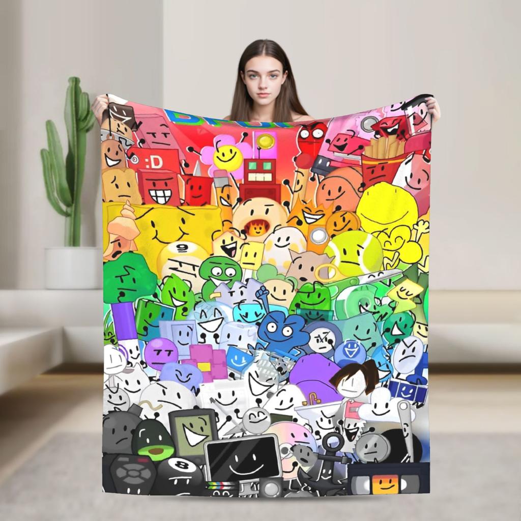 BFDI Inanimate Insanity Blanket Fleece Spring Autumn Breathable Warm Throw Blanket for Home Travel Bedding Throws