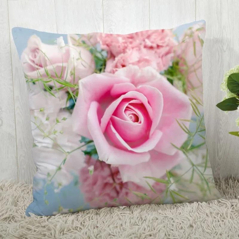 Red Rose Pattern throw pillow cover with short plush print living room sofa decoration cushion cover pillow covers decorative