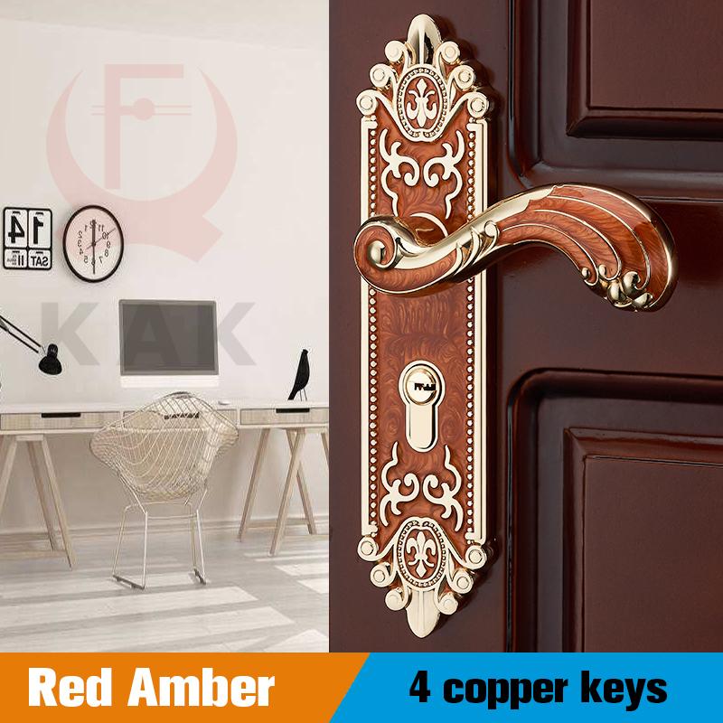 

KAK European Style Gold Door Locks with Keys Door Handle Ivory White Security Entrance Door Lock Mute Anti-theft Door Hardware (as the picture,50mm&45mm)