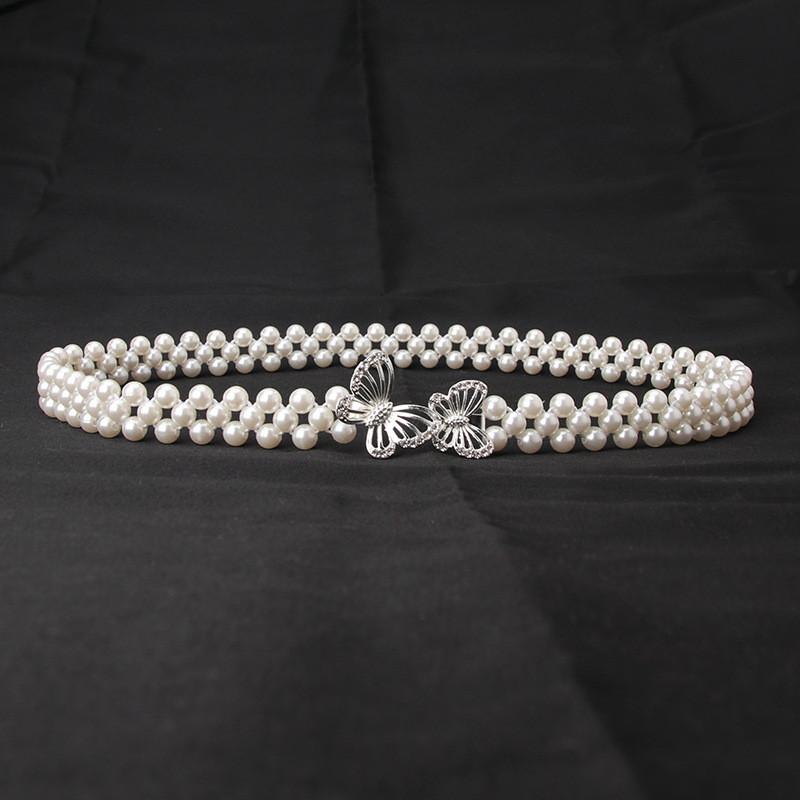 Elegant Pearl Waist Belt For Women With Rhinestones And Adjustable Fit For Summer Casual Wear
