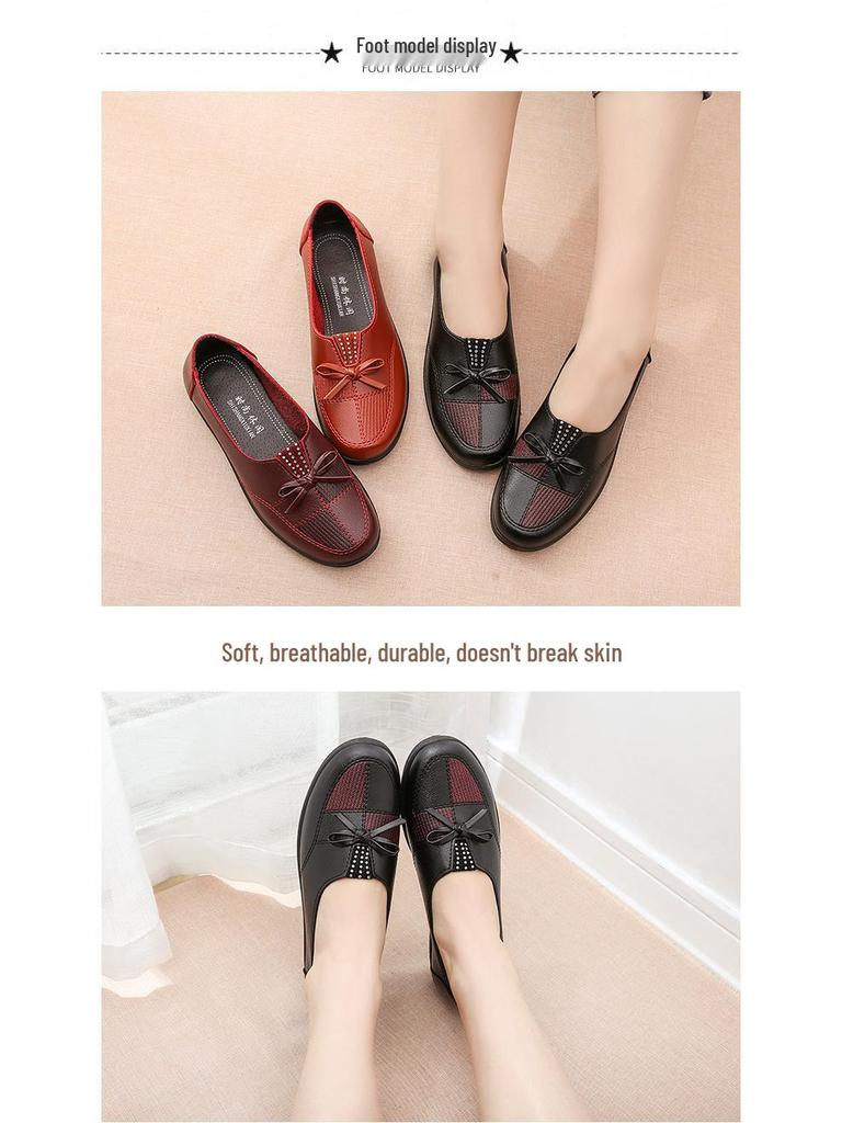2025 Nazouvací dámské kožené baleríny na jaro a podzim - Pohodlná obuv pro ženy středního a staršího věku