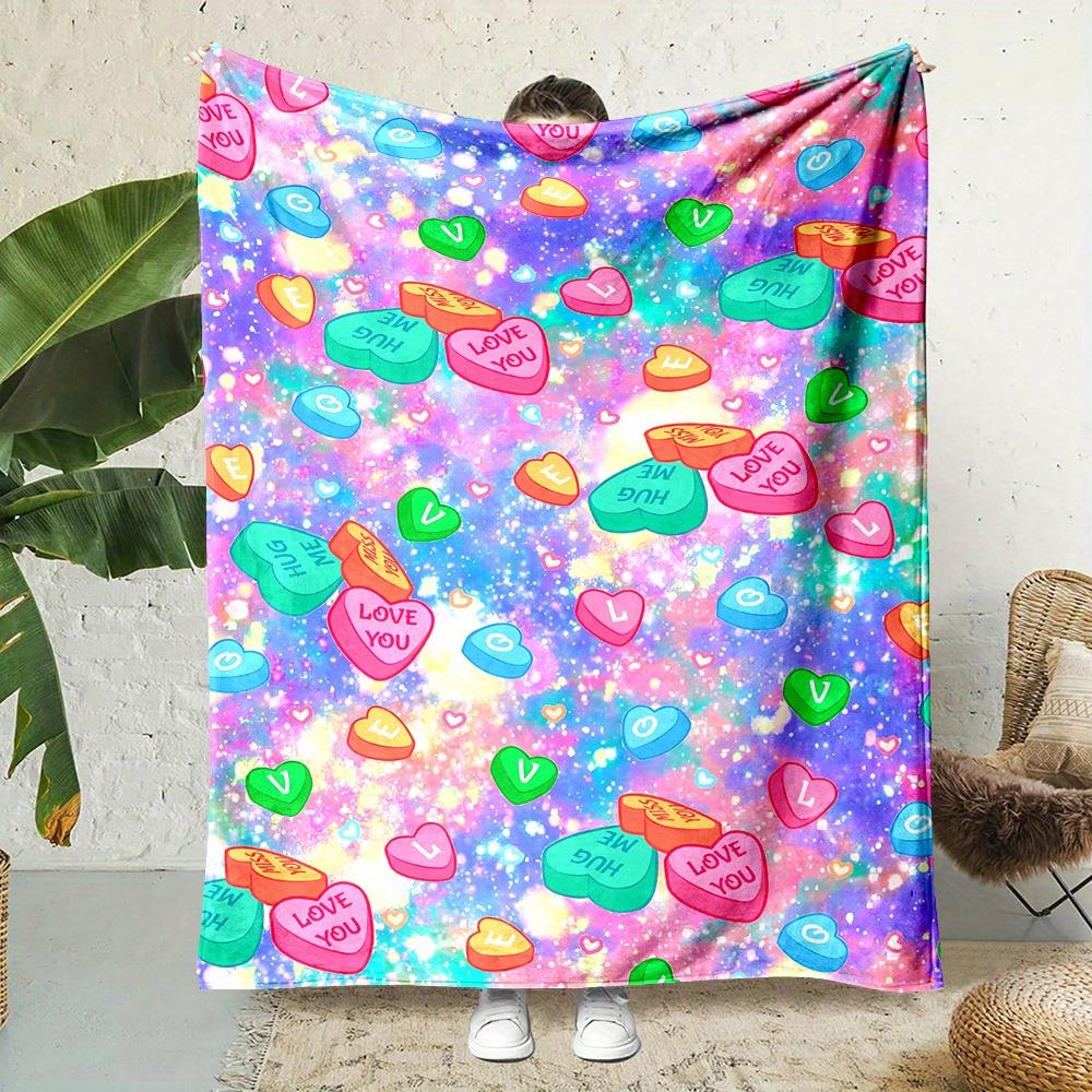 

Colorful Starry Night Heart Pattern Blanket for Sofa Bed Travel Camping Living Office Conditioning Blanket for All Seasons Gifts 75x100cm (30x40inch)