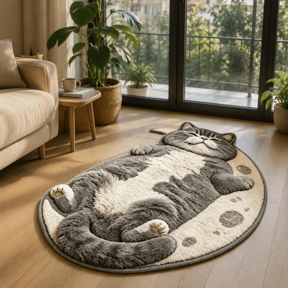 Non-Slip Home Decor Carpet Anti-fouling Cartoon Carpet Soft Cat-Shaped Area Rug Living Rooms