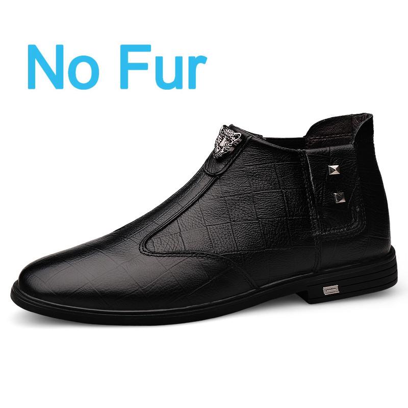 Men's Boots New Genuine Leather High Top Casual Shoes Top Quality Cow Leather Casual Business Work Shoes Winter Warm Ankle Boots