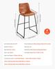 Bar Stool Set of 4, 65cm Counter Height Stools, Modern PU Leather Counter Barstool with Backrest, Metal Legs, Easy Assembly Armless Bar Chair, Island